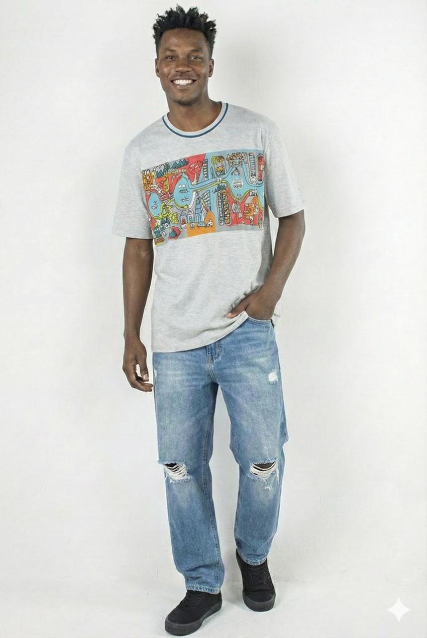 T-SHIRT DE MANGA CURTA E DECOTE REDONDO