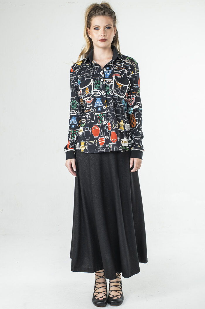 CAMISA FEMININA DE MANGA LONGA E DETALHE DE BOLSINHOS ESTILO RETRÔ NA FRENTE - Image 3