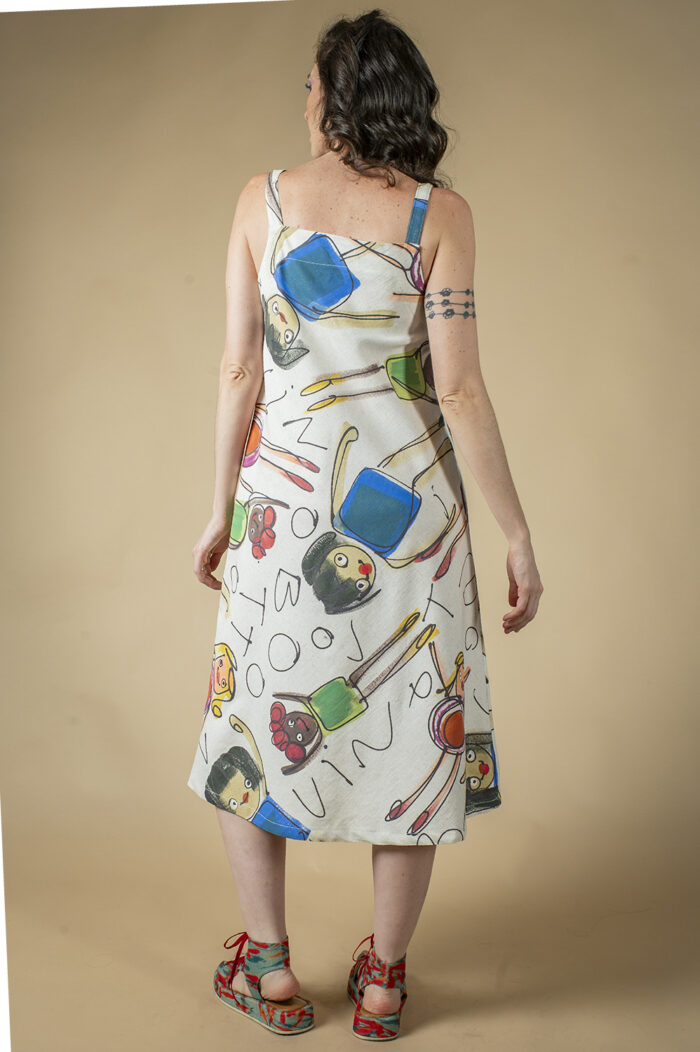 VESTIDO PINTADO À MÃO MIDI DE ALÇA, DECOTE RETO, LEVEMENTE LINHA A, COM BOLSOS - Image 6